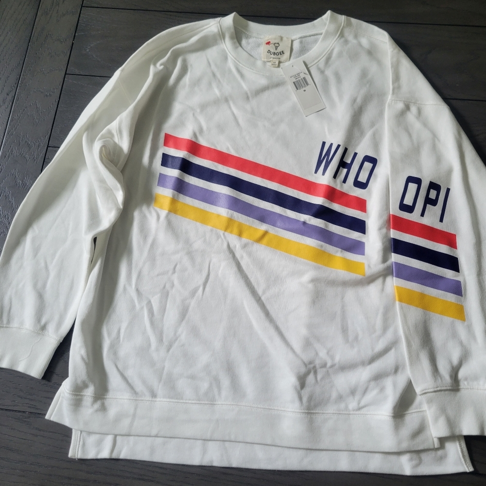 NEW nwt DUBGEE by Whoopi Stripes Pullover Sweatshirt size M